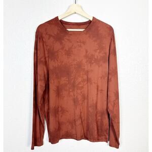 Lululemon Mens The Fundamental Long Sleeve Crew Neck Tee Shirt Orange Tie Dye L